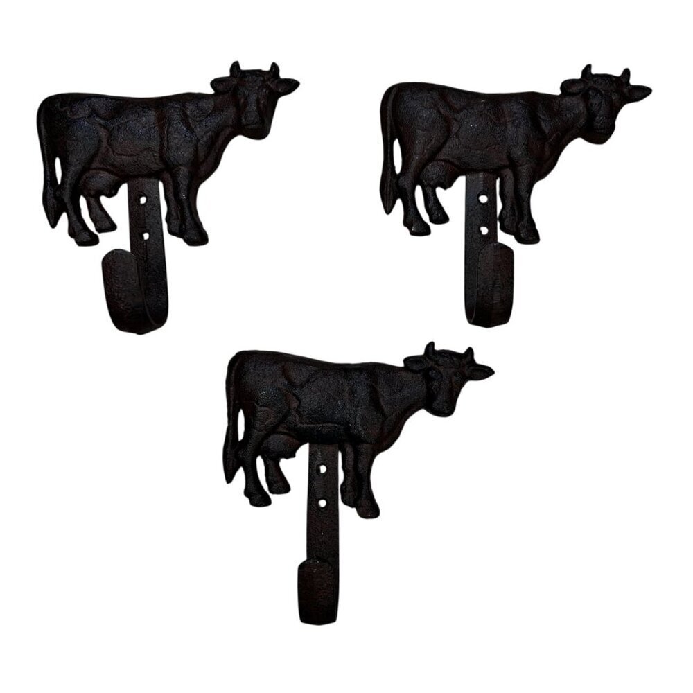 Cow Cast Iron Hook Wall Decoration Country Rugged Farmhouse Country